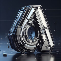Futuristic 3D-Rendered Tech Letter 'A': Sleek, Modern, and Aesthetically Advanced Design. 