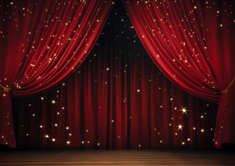 豪華なレッドカーテン、ステージの背景イラスト
