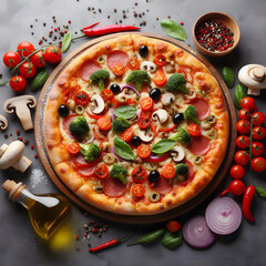 delicious tasty pizza plain bakground