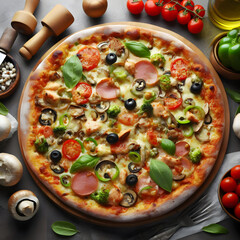 delicious tasty pizza plain bakground