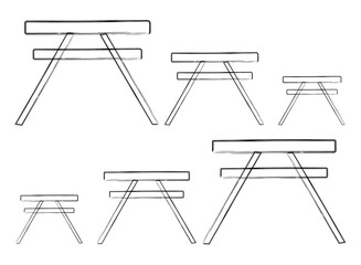 Picnic table outline icon, park table, picnic bench, camping table vector illustration.