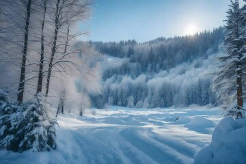 Fototapeta premium winter forest in the morning