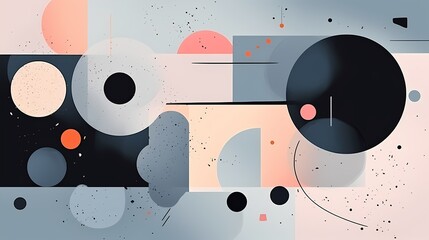 Abstract Geometric Art with Overlapping Shapes and Splatter