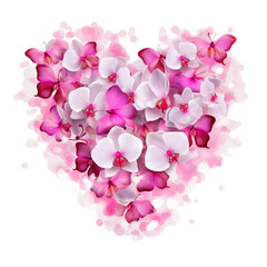PNG and PSD Fresh moth orchid flowers in heart isolated on a transparent background