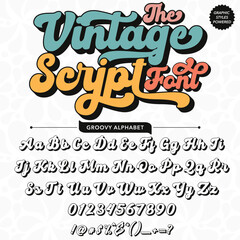  Abstract Black and White the vintage Script Retro Font template