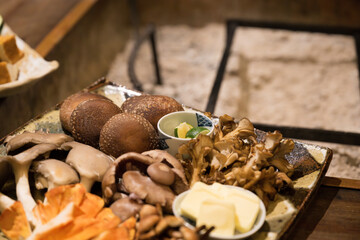 Mushrooms, a Japanese autumn delicacy. Images of rural Japan trips and ryokan dinners.