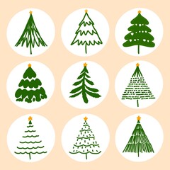 set of christmas trees