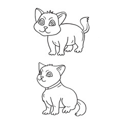 Set of cartoon cute cat hand drawn illustration design element vector