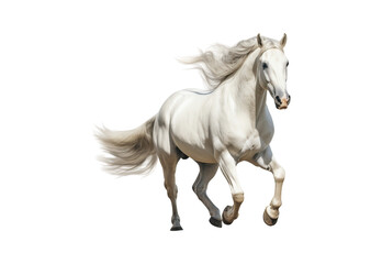 Obraz na płótnie Canvas Horse running No shadows, highest details, sharpness throughout the image, highest resolution, lifelike, white background