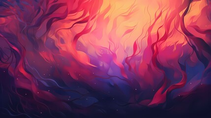 Abstract Fiery Swirls and Waves Wallpaper