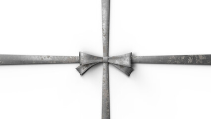 Ribbon with Bow. Template for Holiday Decor. 3D Illustration. File with Clipping Path.