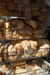 Loaves of bread for sale at market