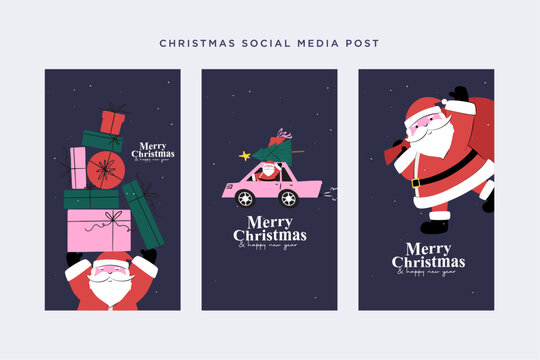 mininmalist Santa Claus celebrate christmas social media  and banner template