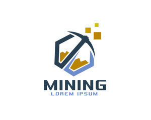 hexagon smart mining logo icon symbol design template illustration inspiration