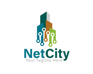 building city connection internet provider logo icon symbol design template illustration inspiration