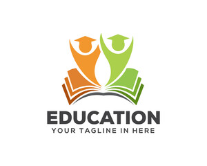 couple success human jump education logo icon symbol design template illustration inspiration