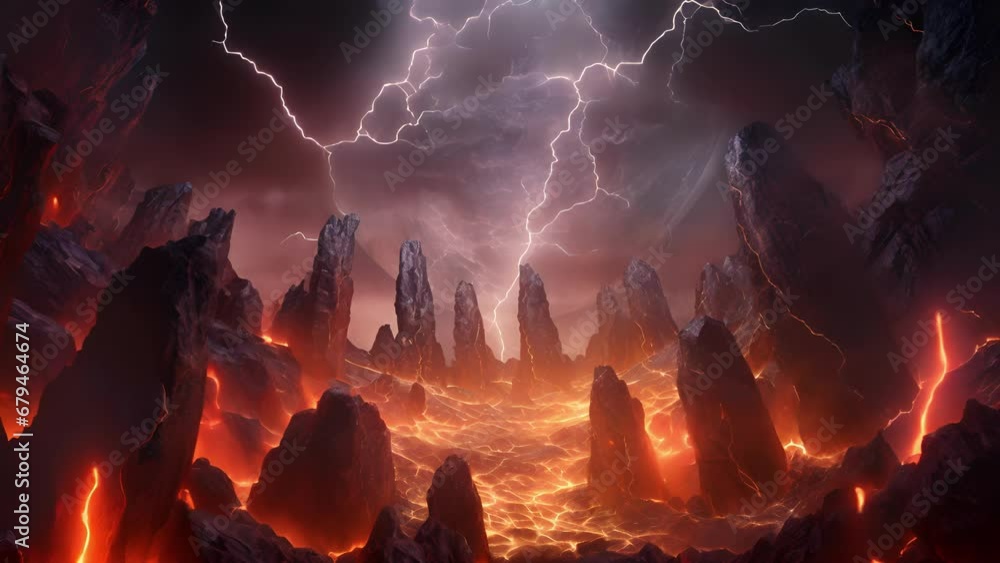Poster gigantic jagged columns of rock burst through the surface of the earth crackling with arcane energy 