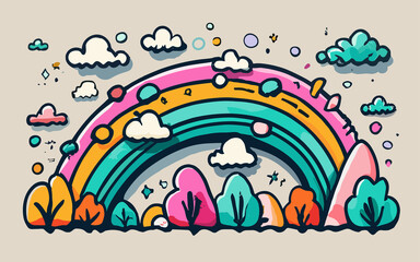 Rainbow Canopy Whimsical Illustrations of Trees Adorned in a Spectrum of Nature's Colors