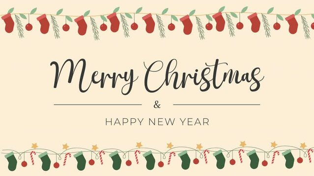 Merry christmas greeting animated text with decoration