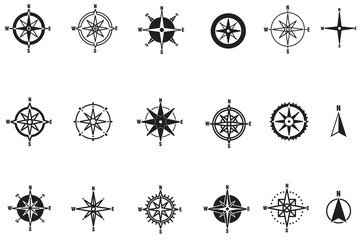 Set of compass rose or wind rose - obrazy, fototapety, plakaty