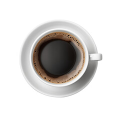 Top view cup of cofee isolated transparent, Generative Ai