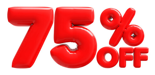 75 Percent Off Sale Discount Number 3D Render