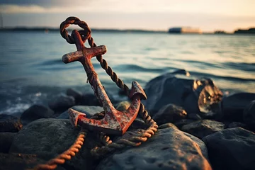 Foto op Plexiglas Boating maritime harbor ship water knot anchor nautical sea rope ocean © SHOTPRIME STUDIO