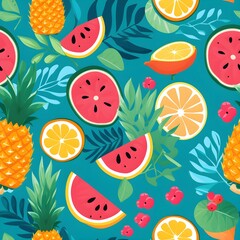 seamless pattern with Tropical fruits
