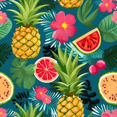 seamless pattern with Tropical fruits