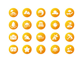 Summer Icon Gradient Circular Filled Style. Holiday and Vacation Icons Collection Perfect for Websites, Landing Pages, Mobile Apps, and Presentations. Suitable for UI UX.