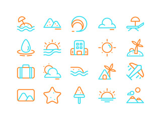 Summer Icon Otline Two-Tone Style. Holiday and Vacation Icons Collection Perfect for Websites, Landing Pages, Mobile Apps, and Presentations. Suitable for User Interface or User Experience UI UX.