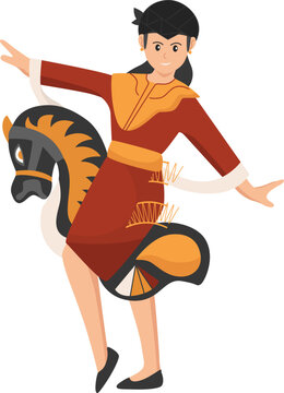 Javanese Traditional Dance Lumping Horse Illustration