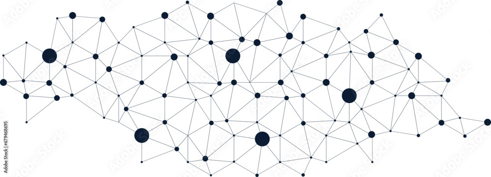 Poster technology network. network connection with lines and dots