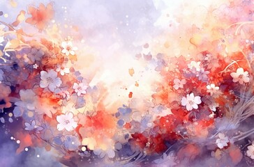 Un fond aquarelle avec beaucoup de fleurs