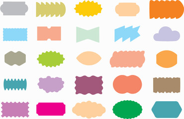 Retro Stickers Templates Set. Banner Shapes Collection, Blank Labels with Copy Space. Trendy Patches and Banners mock ups. Editable vector, easy to change size and manipulate. eps 10.