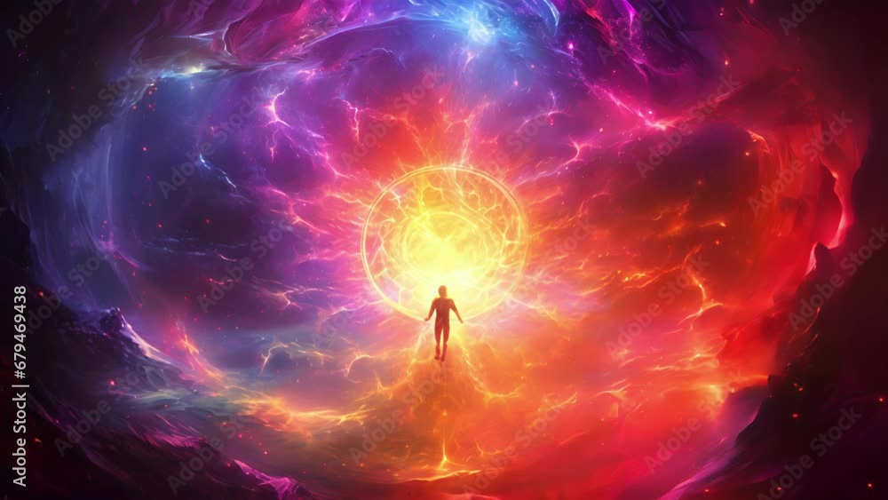 Poster a dazzling array of elemental power emanates from the figure in the center of the circle their arms 