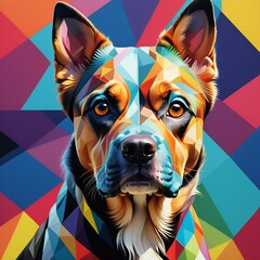 German shepherd dog on colorful polygonal background