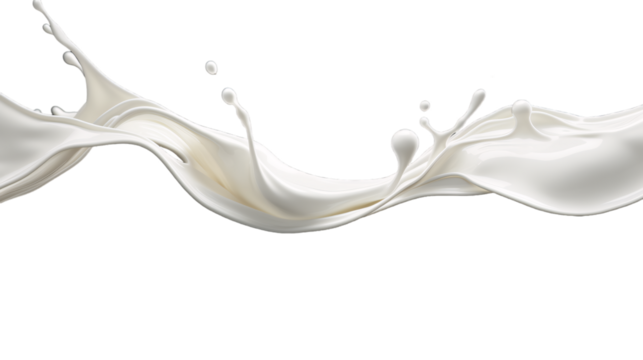 Milk splash with droplets transparent
