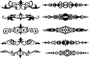 New Decorative Borders set in vintage style. Suitable for designing such as manuscript and certificate document elements. Art creative stylish paragraph or page text dividers in HD resolution.