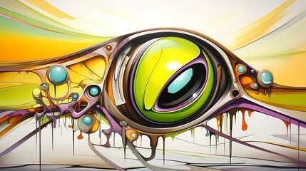 Surreal Abstract Eye with Vibrant Dripping Elements