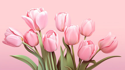 A bunch of tulip flowers on a tub, pastel color background 