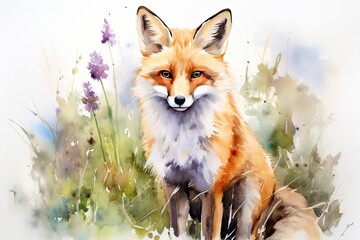 watercolor Fox Hand painted Watercolor illustration of Fox