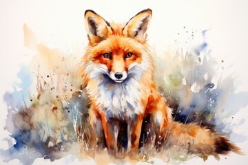 Obraz premium watercolor Fox Hand painted Watercolor illustration of Fox
