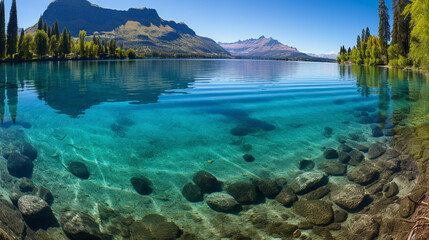 lake in the mountains HD 8K wallpaper Stock Photographic Image 