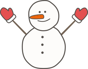 smiling classic snowman with an outline