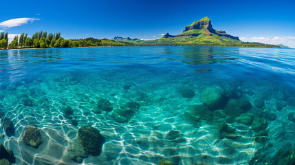 Fototapeta na wymiar tropical paradise island HD 8K wallpaper Stock Photographic Image 