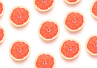 pink orange slices Place several pieces on a white background. Images for design work