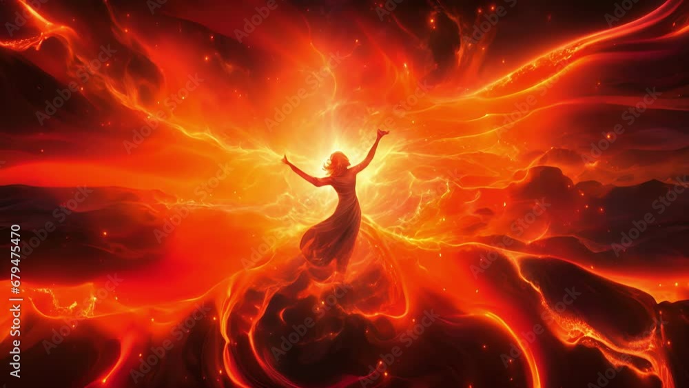 Poster a dazzling array of elemental power emanates from the figure in the center of the circle their arms 