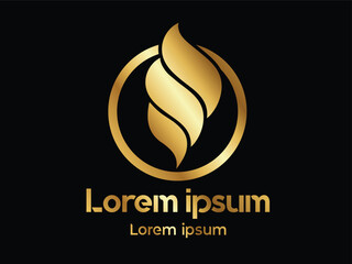 vector golden bird logo design Golden logo on black background for company or organization. feather logo