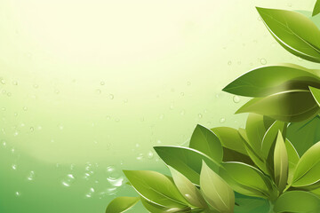  illustration with green tea leaves in motion on a white background. Element for design, advertising, packaging of tea products